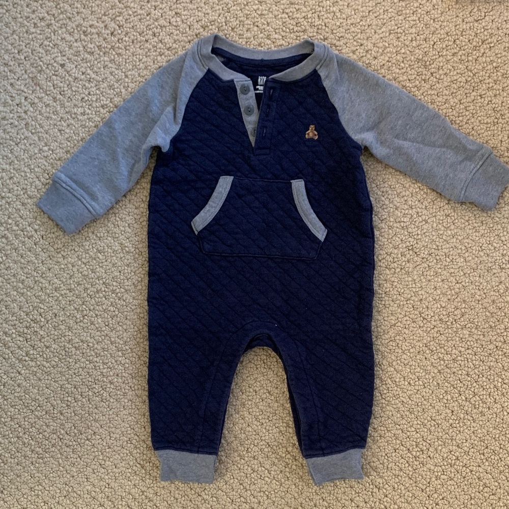 Baby Gap Navy and Gray Quilted Baby Onesie